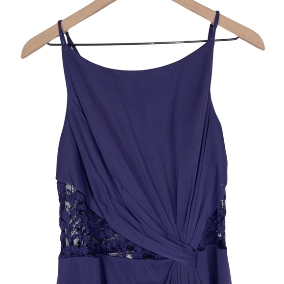 David’s Bridal NWT Double Strap Lace Inset Mesh Bridesmaids Dress Size 10 Lapis - Picture 3 of 11